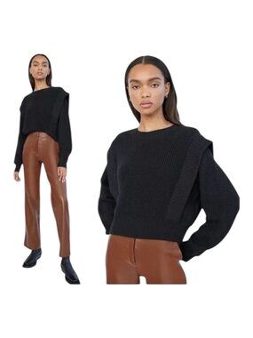 Babaton Grazia Merino Wool Sweater With Shoulder Pads Womens Size Large